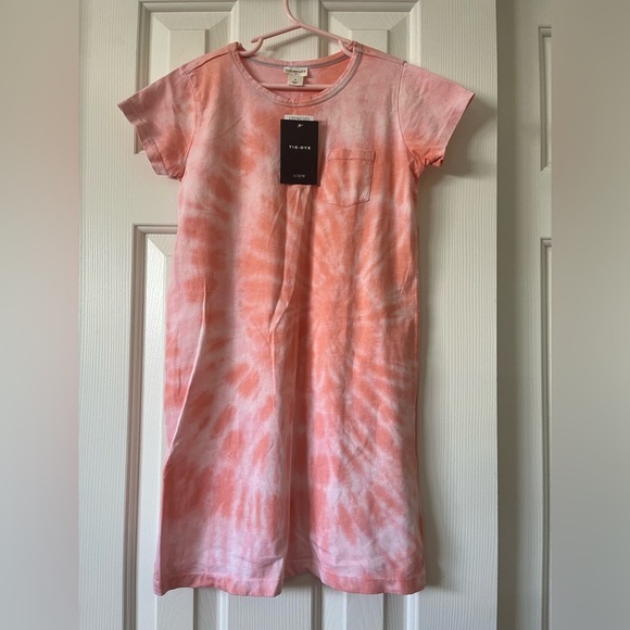 J Crew Crewcuts Pink and Orange Tie-Dye T-shirt Dress, size 8, NWT - Picture 1 of 8